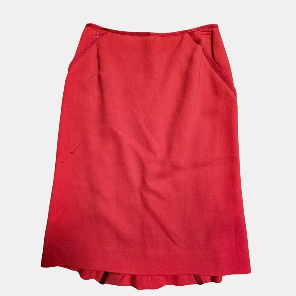 Escada Wool Pencil Skirt Lined Red 34 US 2 Back Zip Red‎ Office Career Casual
